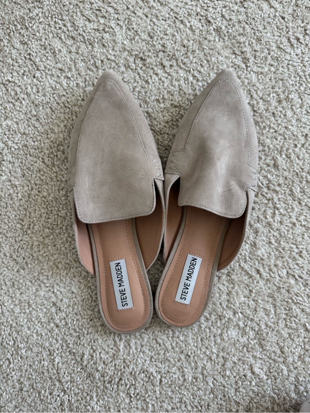 Steve Madden Taupe Suede Pointed-toe Slip-On Mules